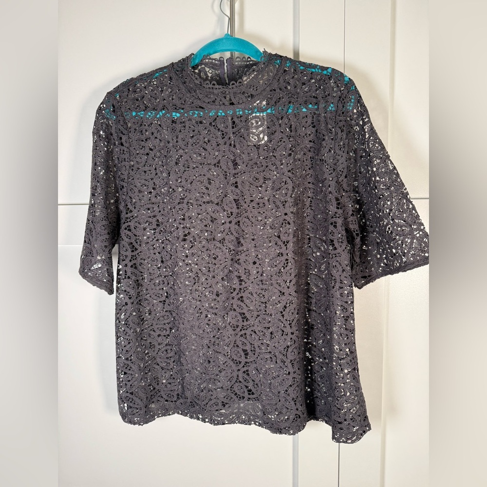 LOFT Charcoal Lace Women's Blouse